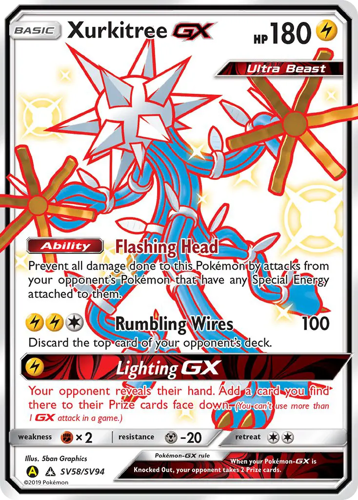 Xurkitree-GX — Hidden Fates Shiny Vault card #SV58
