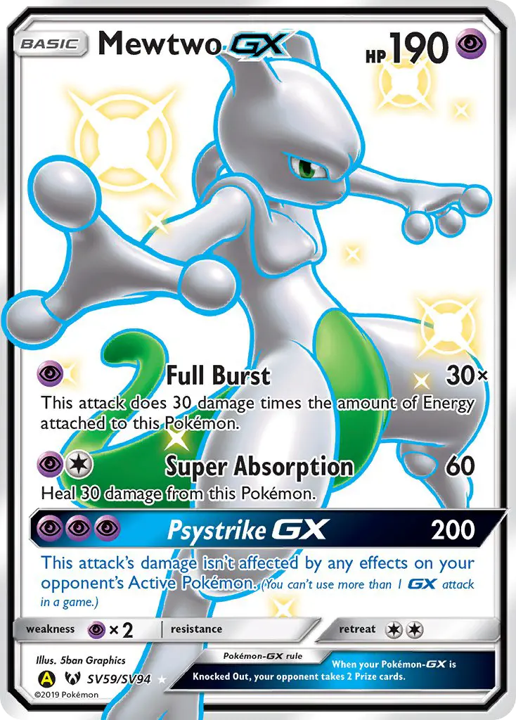 Mewtwo-GX — Hidden Fates Shiny Vault card #SV59
