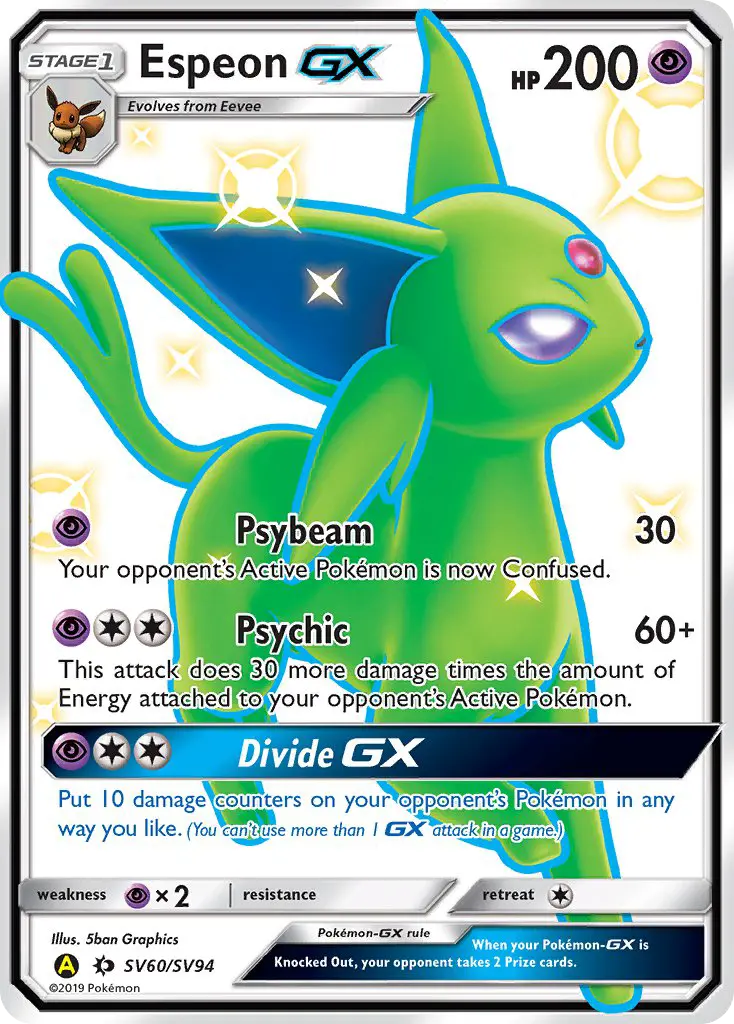 Espeon-GX — Hidden Fates Shiny Vault card #SV60