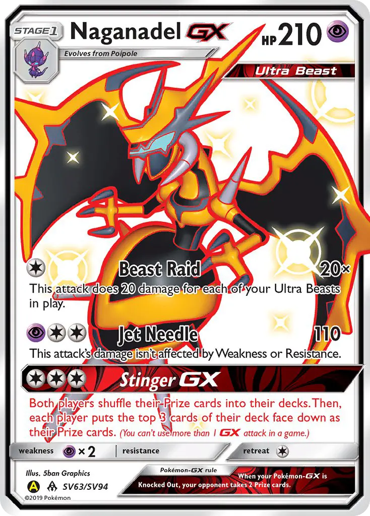 Naganadel-GX — Hidden Fates Shiny Vault card #SV63