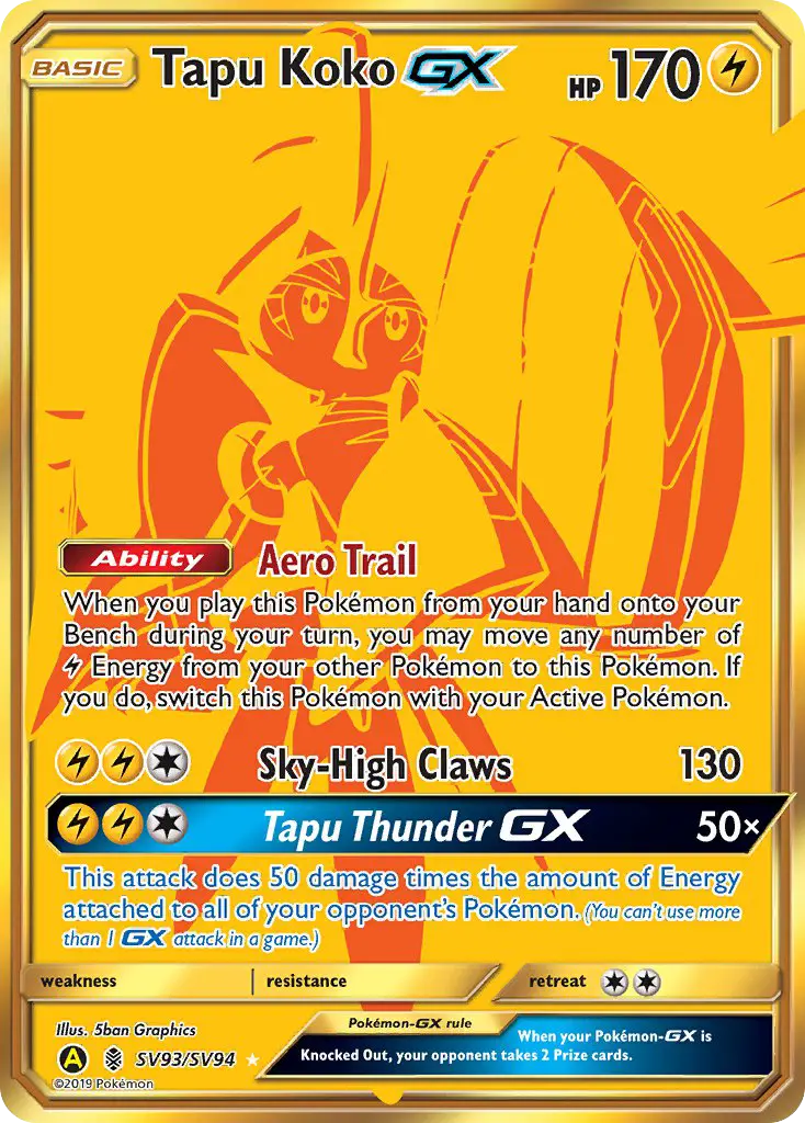 Tapu Koko-GX — Hidden Fates Shiny Vault card #SV93