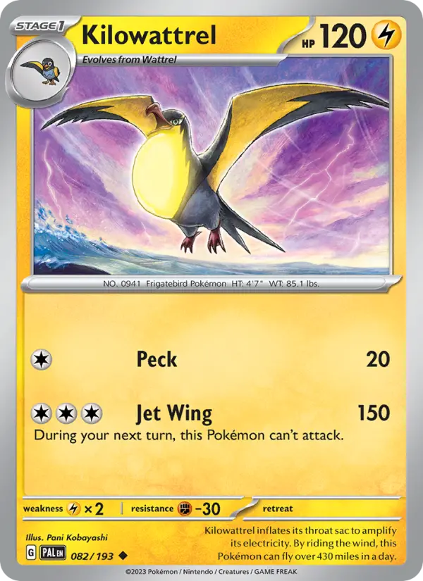 Kilowattrel — Paldea Evolved card #082