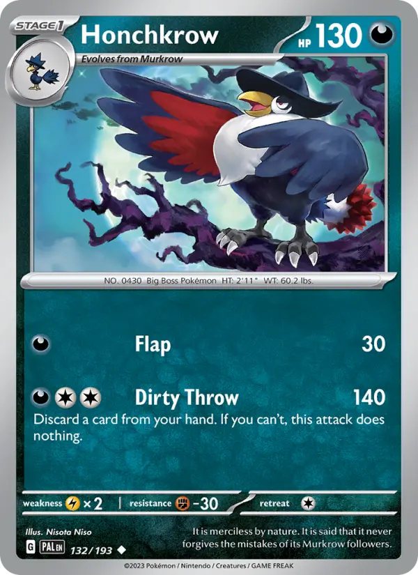 Honchkrow — Paldea Evolved card #132