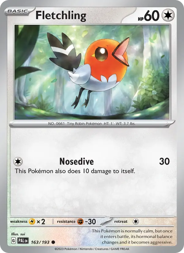 Fletchling — Paldea Evolved card #163
