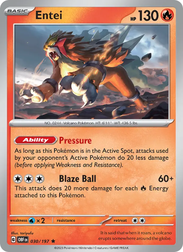 Entei — Obsidian Flames card #030