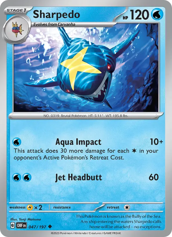 Sharpedo — Obsidian Flames card #047