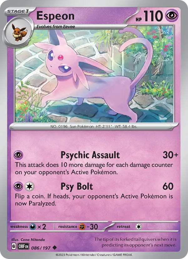 Espeon — Obsidian Flames card #086