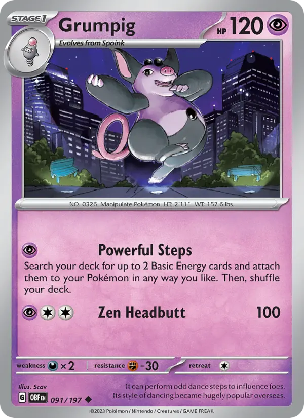 Grumpig — Obsidian Flames card #091