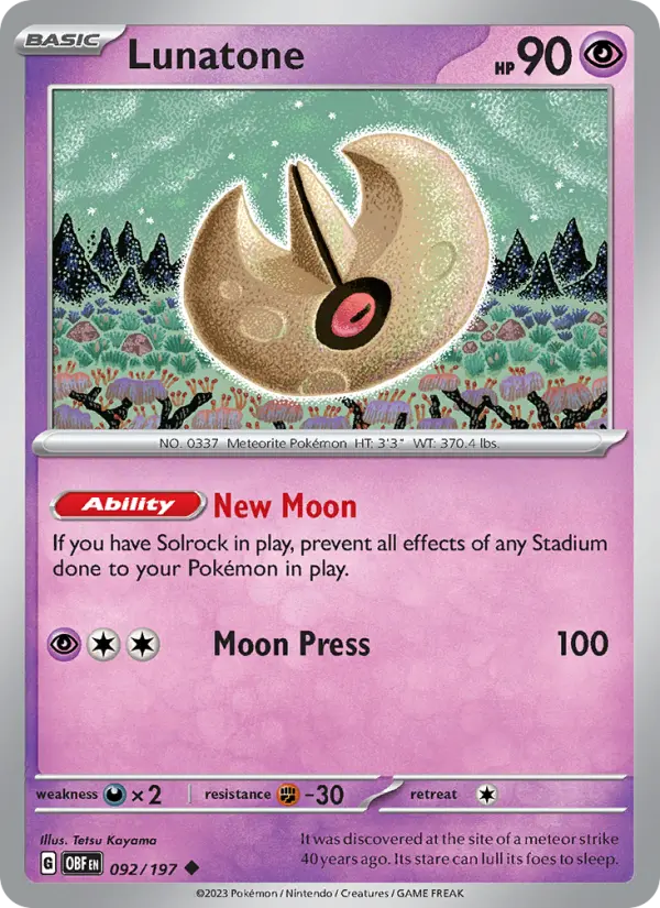 Lunatone — Obsidian Flames card #092