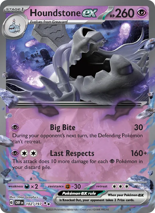 Houndstone ex — Obsidian Flames card #102
