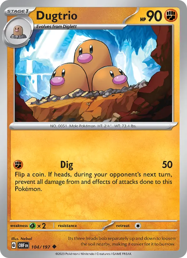 Dugtrio — Obsidian Flames card #104