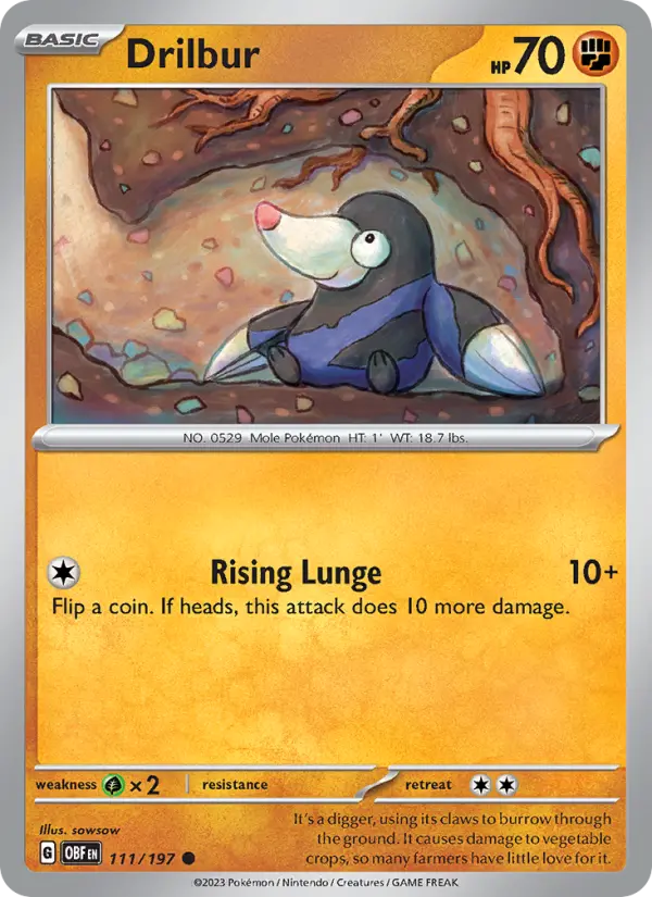 Drilbur — Obsidian Flames card #111
