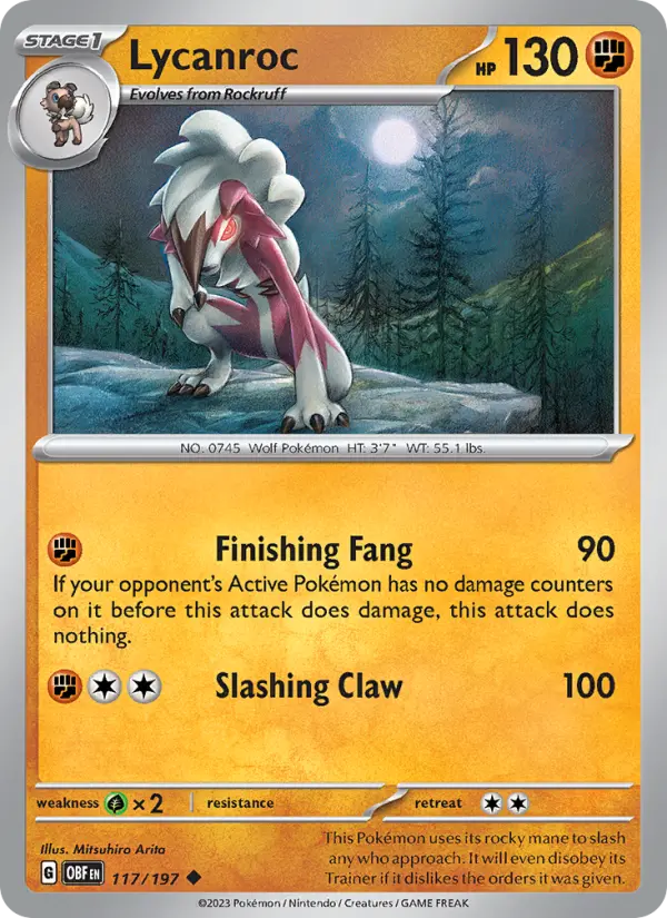 Lycanroc — Obsidian Flames card #117
