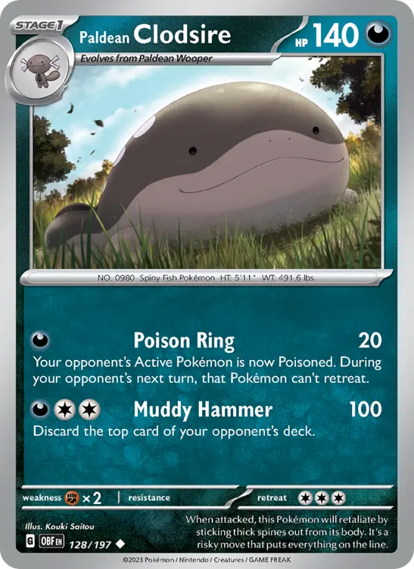 Paldean Clodsire — Obsidian Flames card #128