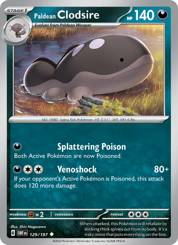 Paldean Clodsire — Obsidian Flames card #129