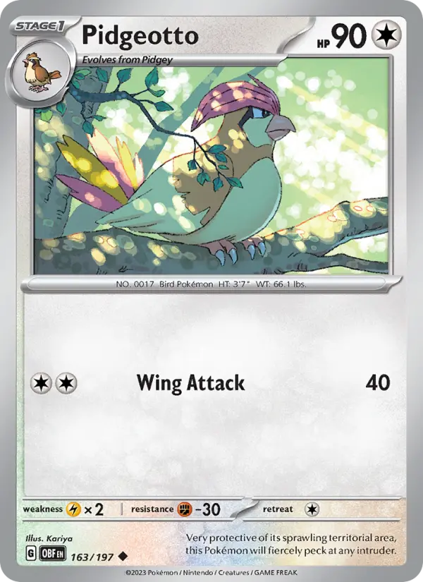 Pidgeotto — Obsidian Flames card #163