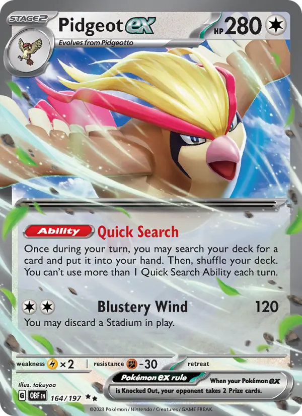 Pidgeot ex — Obsidian Flames card #164