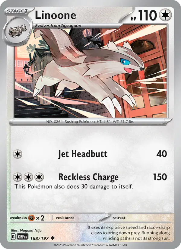 Linoone — Obsidian Flames card #168