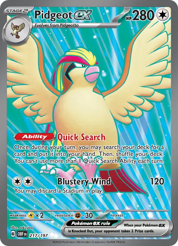 Pidgeot ex — Obsidian Flames card #217