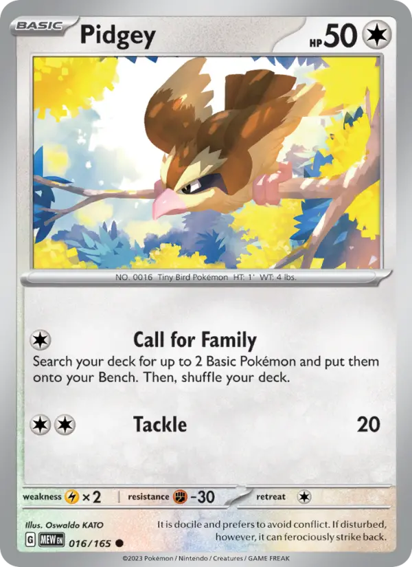 Pidgey — 151 card #016