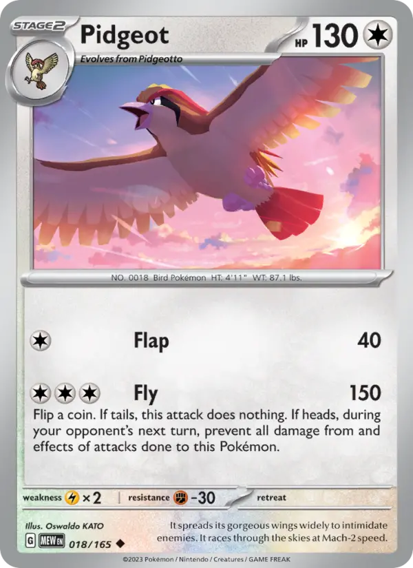 Pidgeot — 151 card #018
