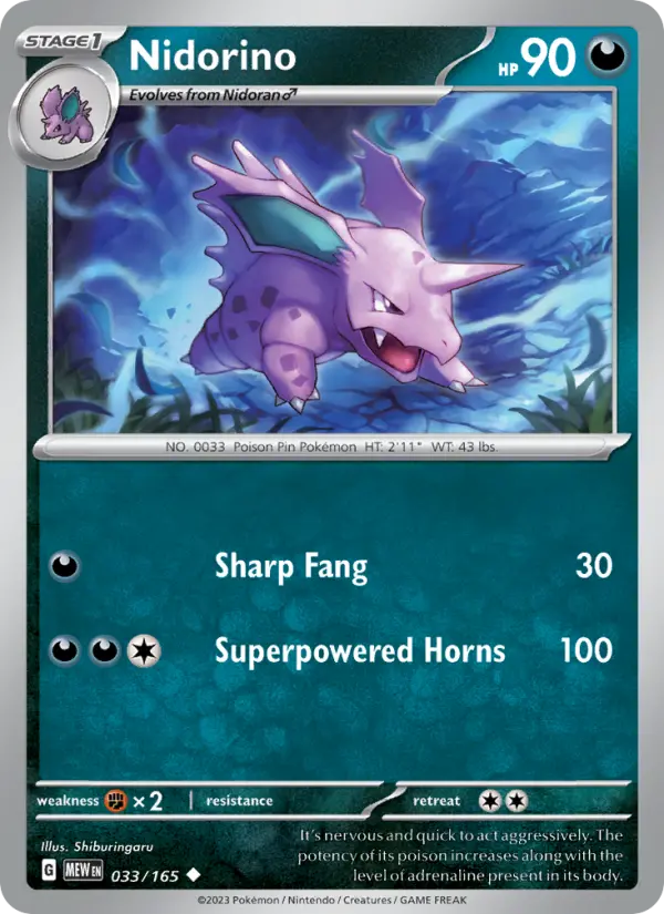 Nidorino — 151 card #033