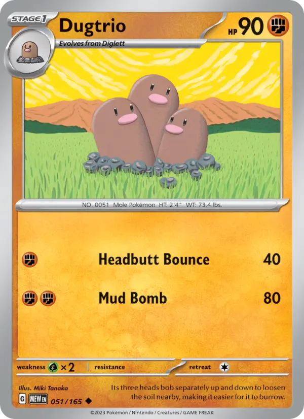 Dugtrio — 151 card #051
