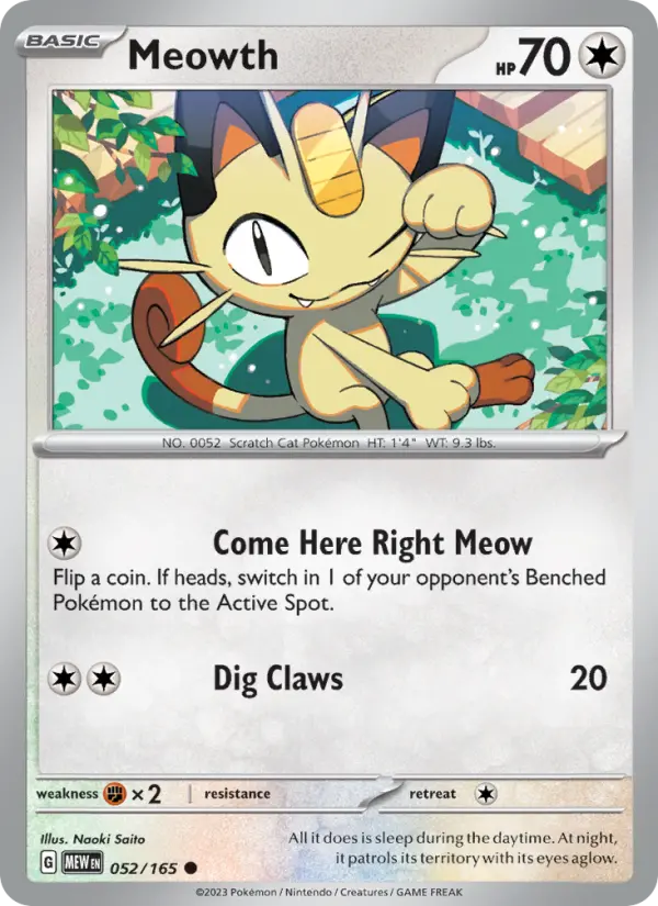 Meowth — 151 card #052