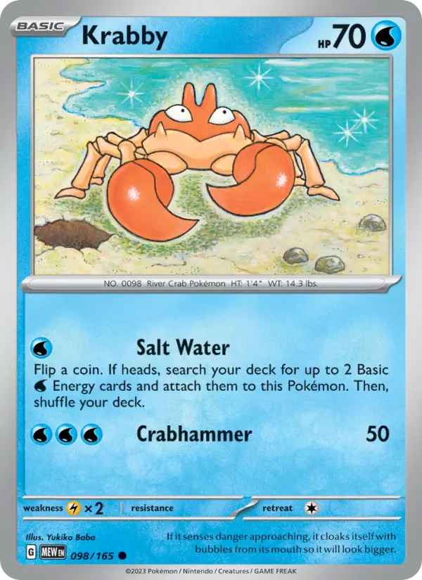 Krabby — 151 card #098