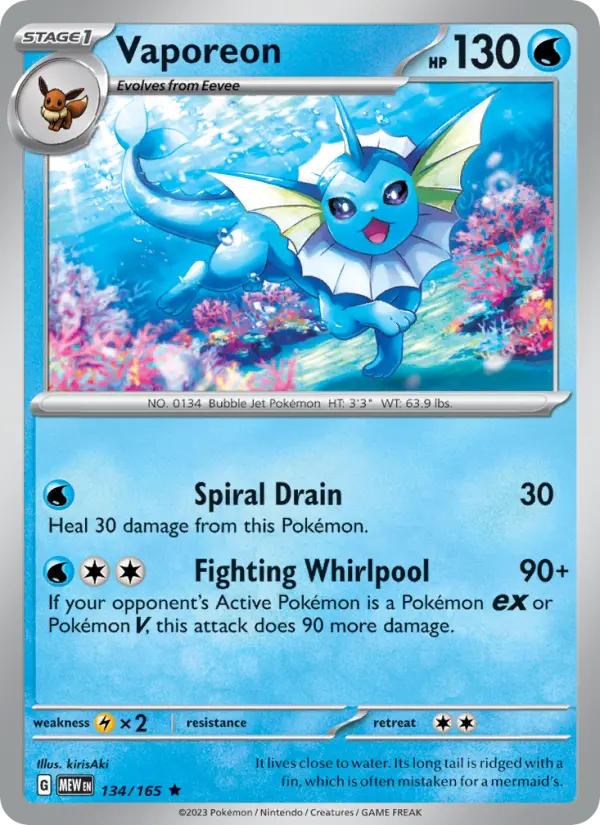 Vaporeon — 151 card #134