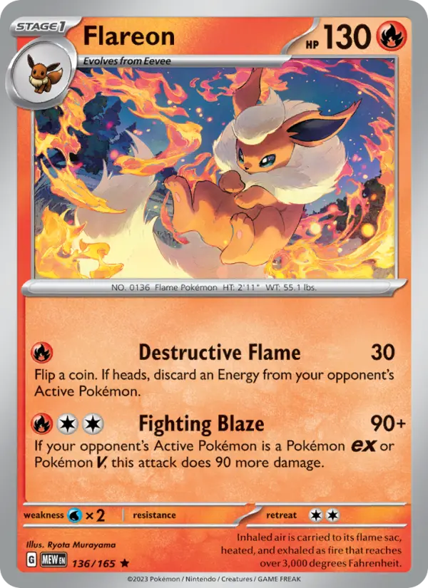 Flareon — 151 card #136