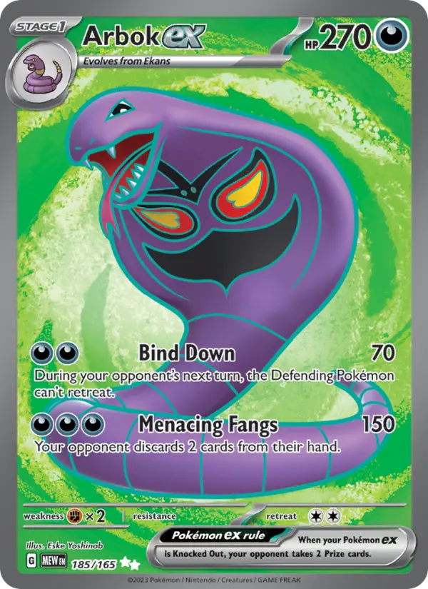 Arbok ex — 151 card #185