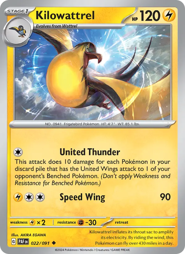 Kilowattrel — Paldean Fates card #022