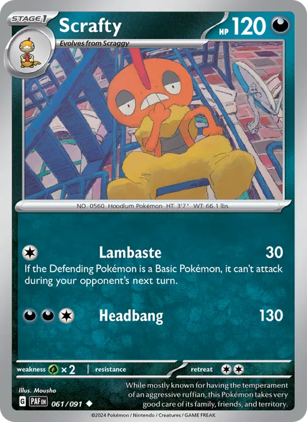Scrafty — Paldean Fates card #061