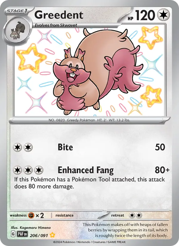 Greedent — Paldean Fates card #206