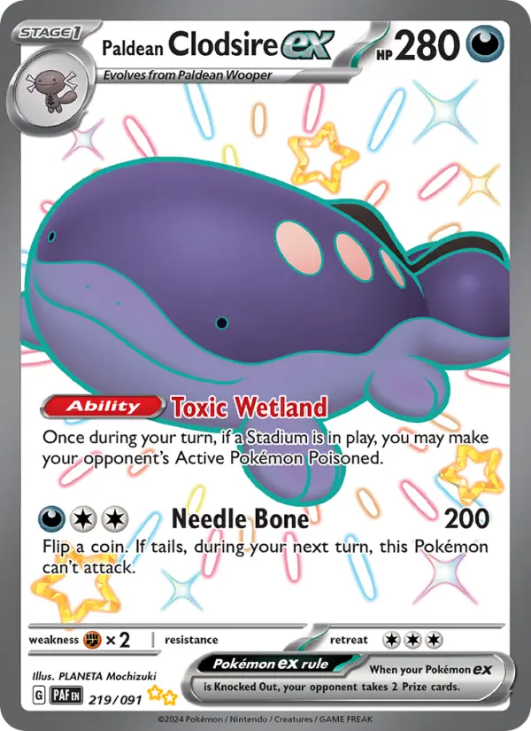 Paldean Clodsire ex — Paldean Fates card #219
