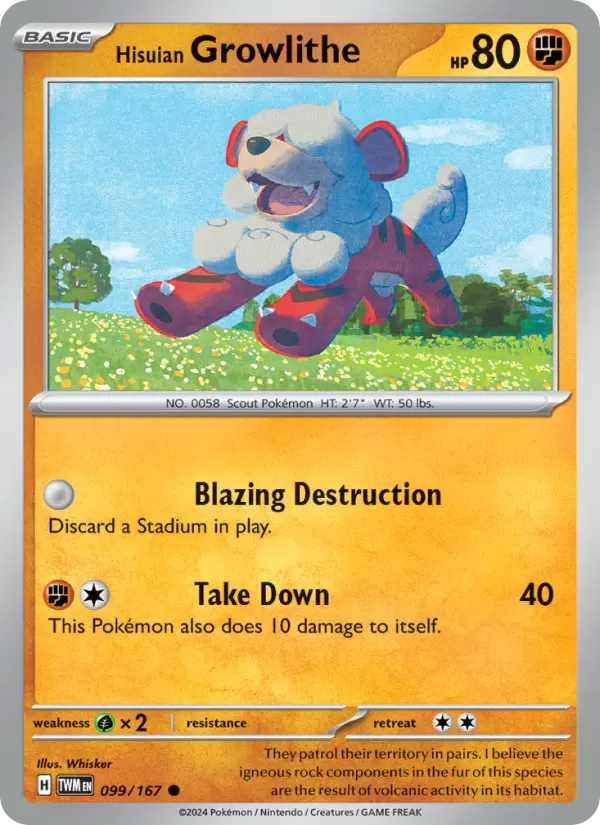 Hisuian Growlithe — Twilight Masquerade card #099
