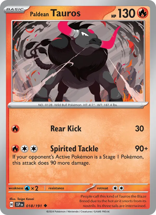 Paldean Tauros — Surging Sparks card #018