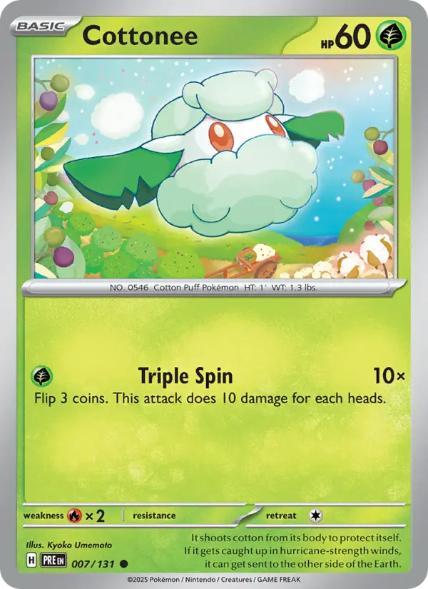 Cottonee — Prismatic Evolutions card #007