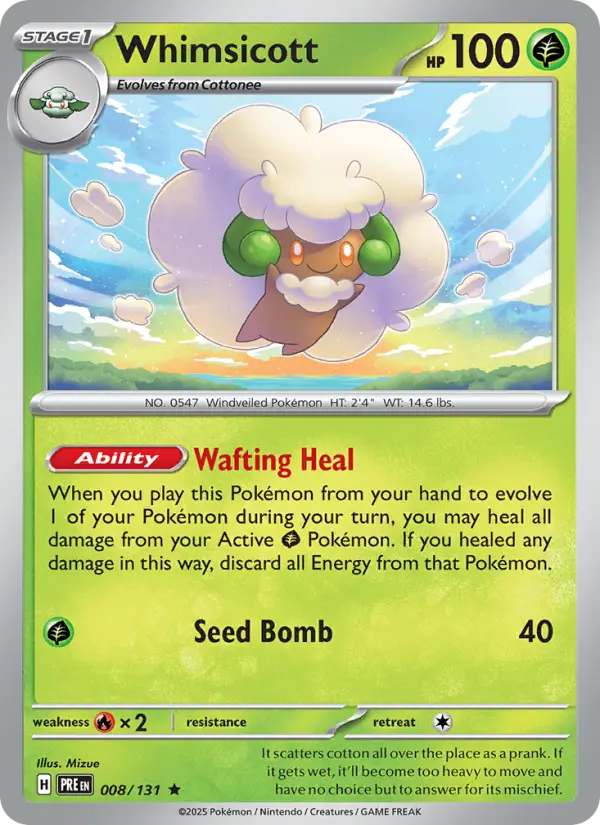 Whimsicott — Prismatic Evolutions card #008