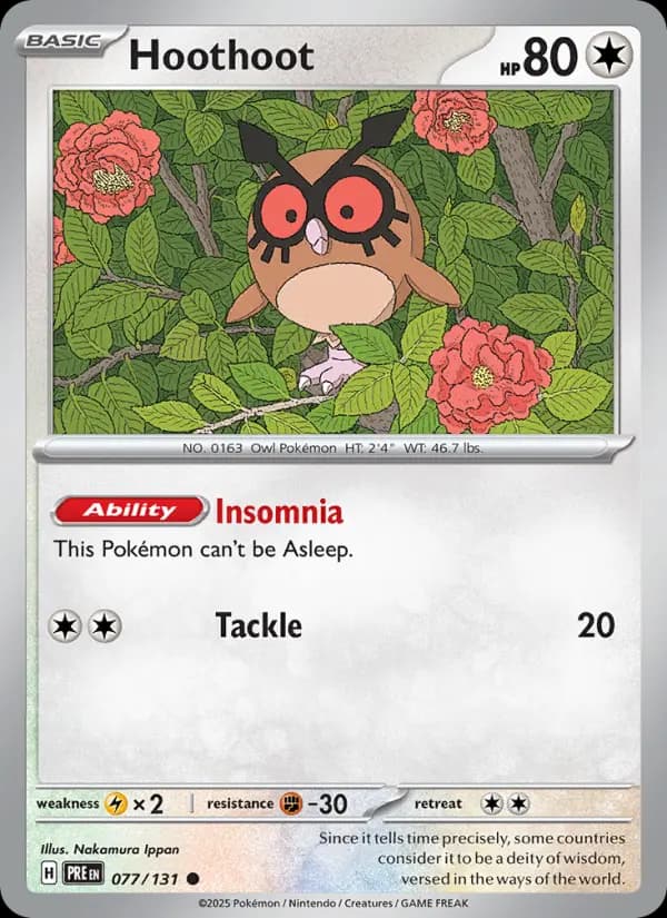 Hoothoot — Prismatic Evolutions card #077