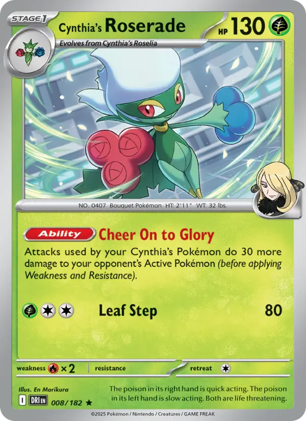 Cynthia's Roserade — Destined Rivals card #008