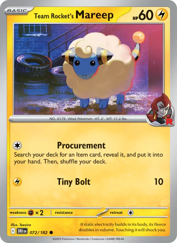 Team Rocket's Mareep — Destined Rivals card #072