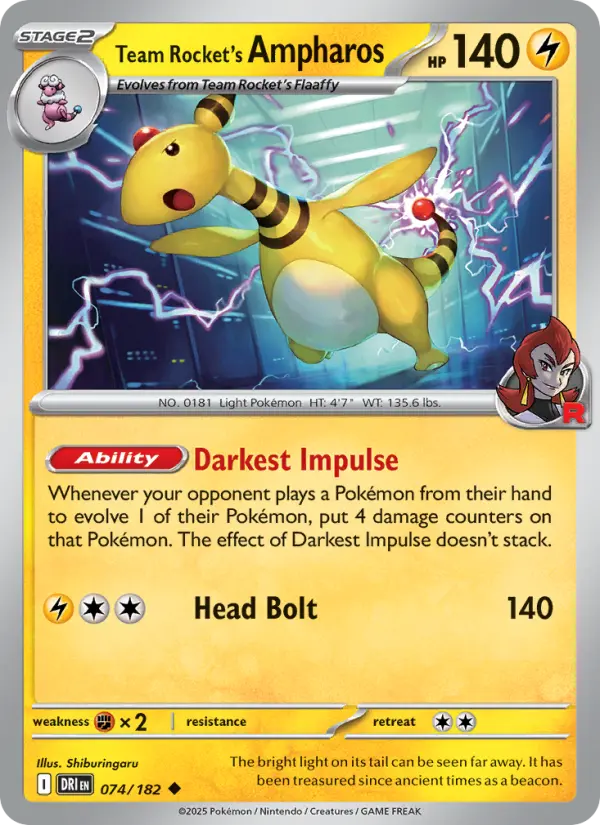 Team Rocket's Ampharos — Destined Rivals card #074