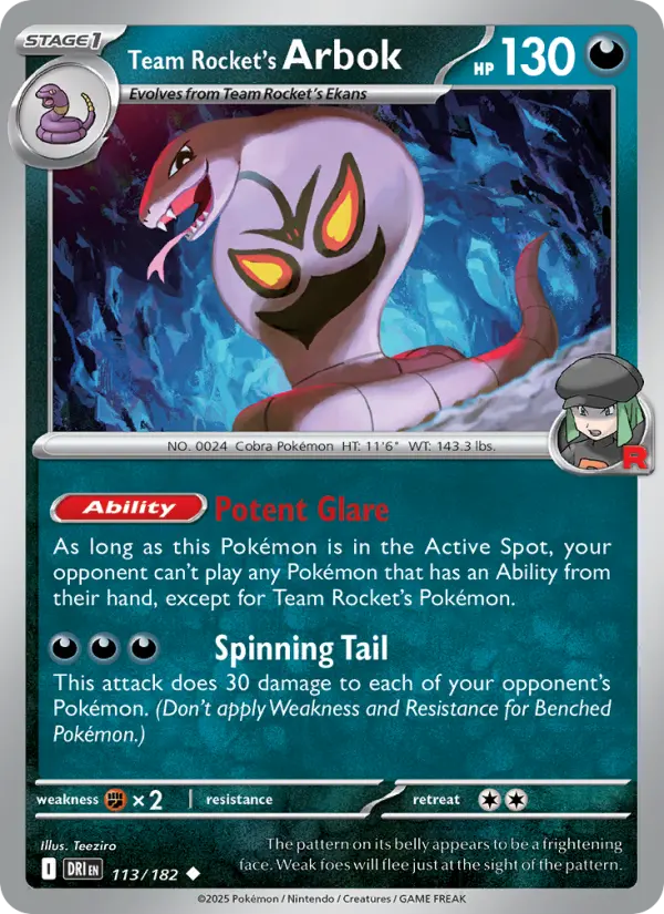 Team Rocket's Arbok — Destined Rivals card #113