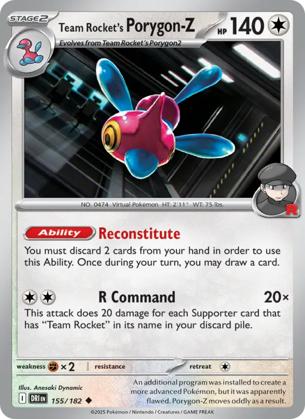 Team Rocket's Porygon-Z — Destined Rivals card #155