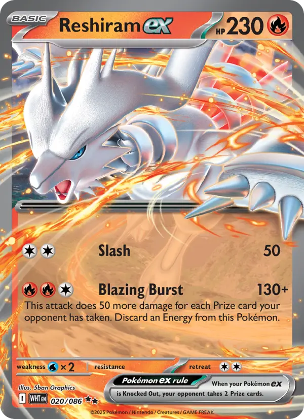 Reshiram ex — White Flare card #020