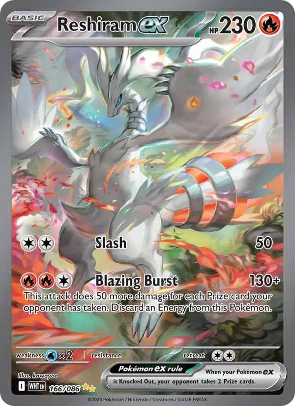 Reshiram ex — White Flare card #166