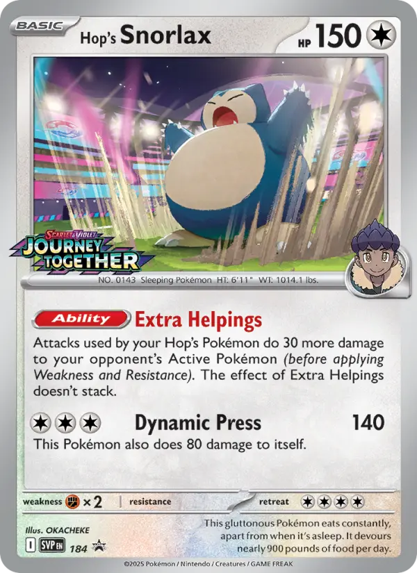 Hop's Snorlax — SVP Black Star Promos card #184