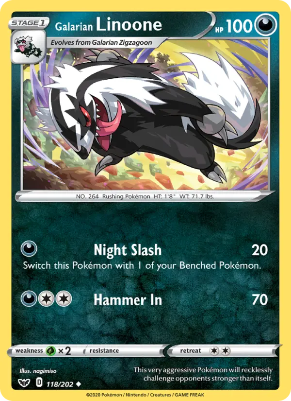 Galarian Linoone — Sword & Shield card #118
